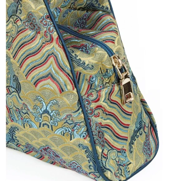 High End Oriental Silk Damask Handbag-Gold - Picture 2 of 3